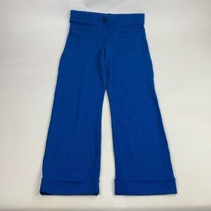 Betabrand Straight leg dress pants Royal Blue 4 pocket Cuff hem Stretch Small